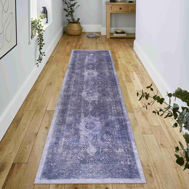 2'6"x 10'Anthracite Washable Area Rug, Runner 2'6" x 10'