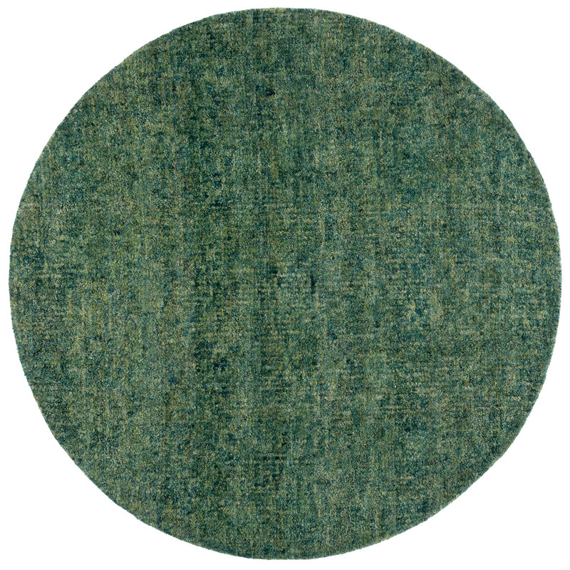 Tapis vert en laine / coton touffeté à la main Hogue 101, Rond 6 pi