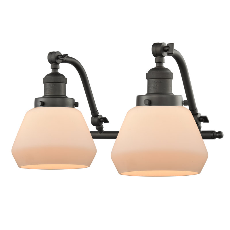 Éclairage pour salle de bain 2 lumières à intensité variable Keefe, Bronze huilé, Boîtier blanc mat