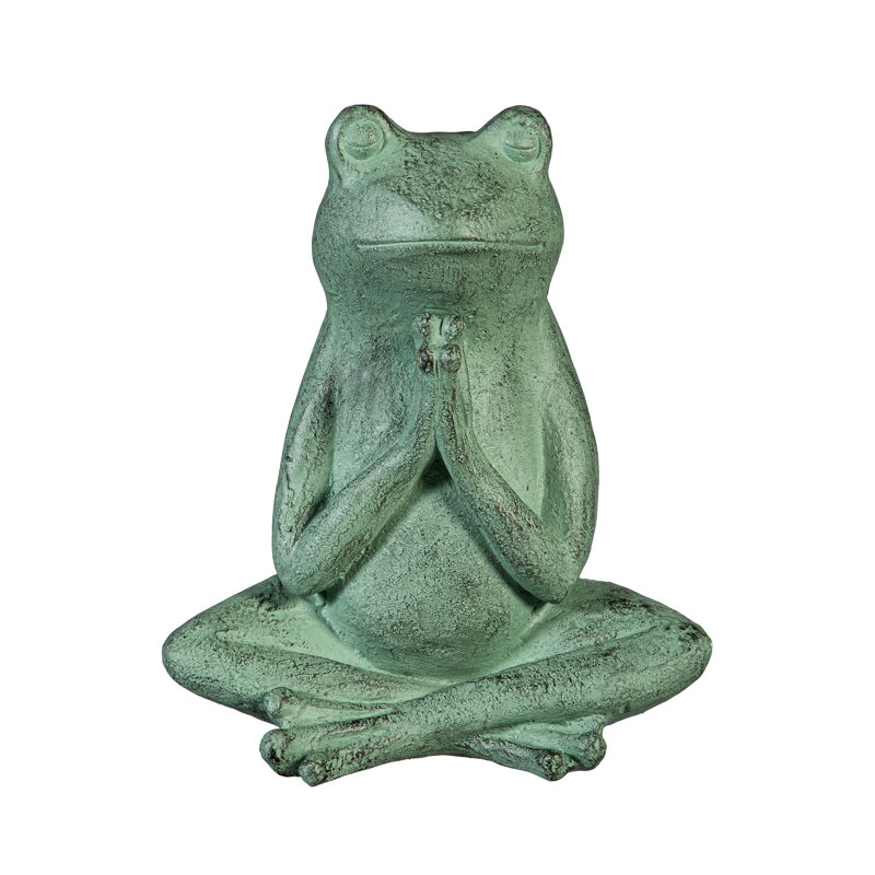 Statue de grenouille Verdigris priant, H 11 po