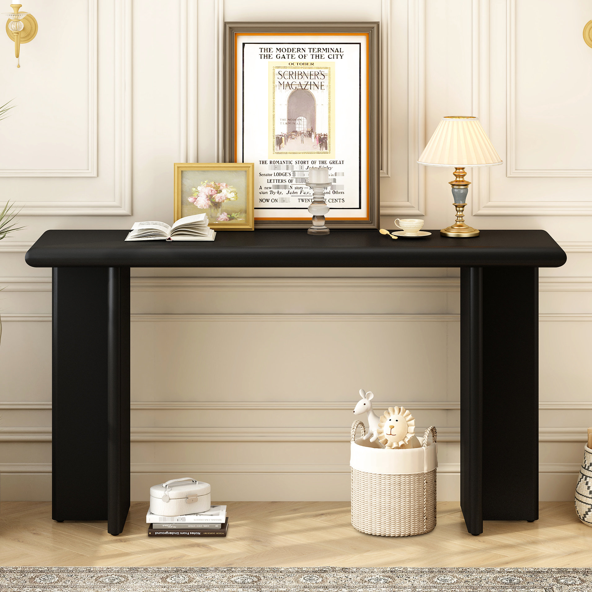 Ivy Bronx Modern Console Table With L-Shaped Leg Supports. And ...