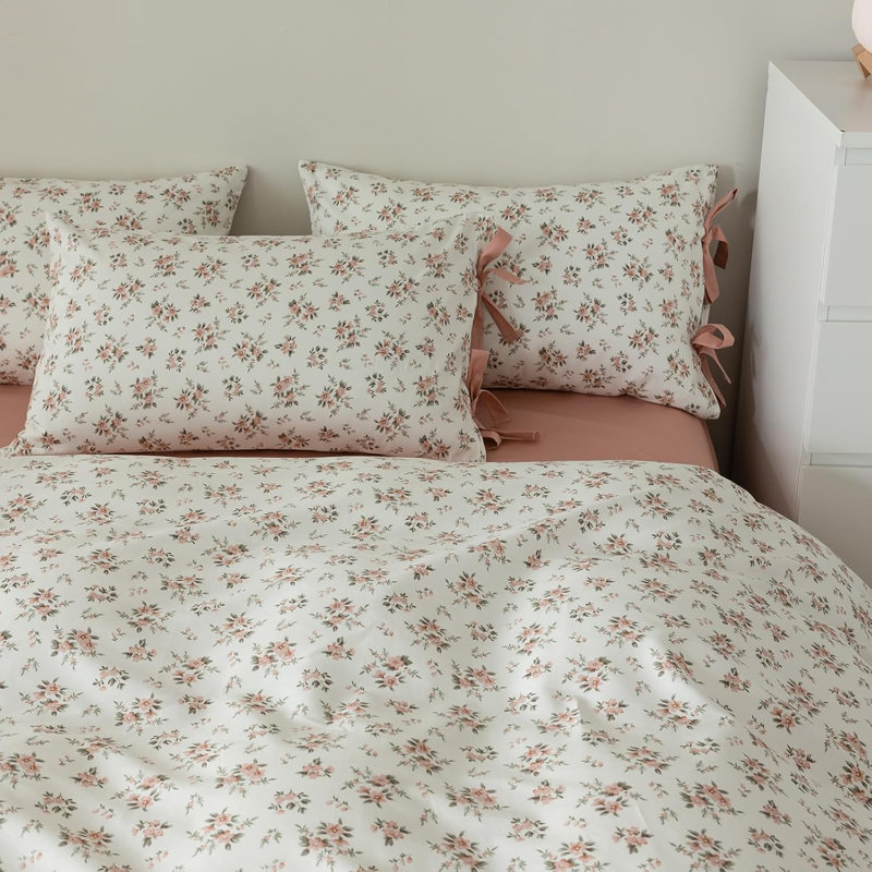 2 taies d'oreiller florales 100% coton 2 pièces