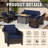 7-Person Outdoor Patio Conversation Rattan Seating Group With Brown 2-In-1 Propane Fire Pit Table and Blue Cushions-1067504745