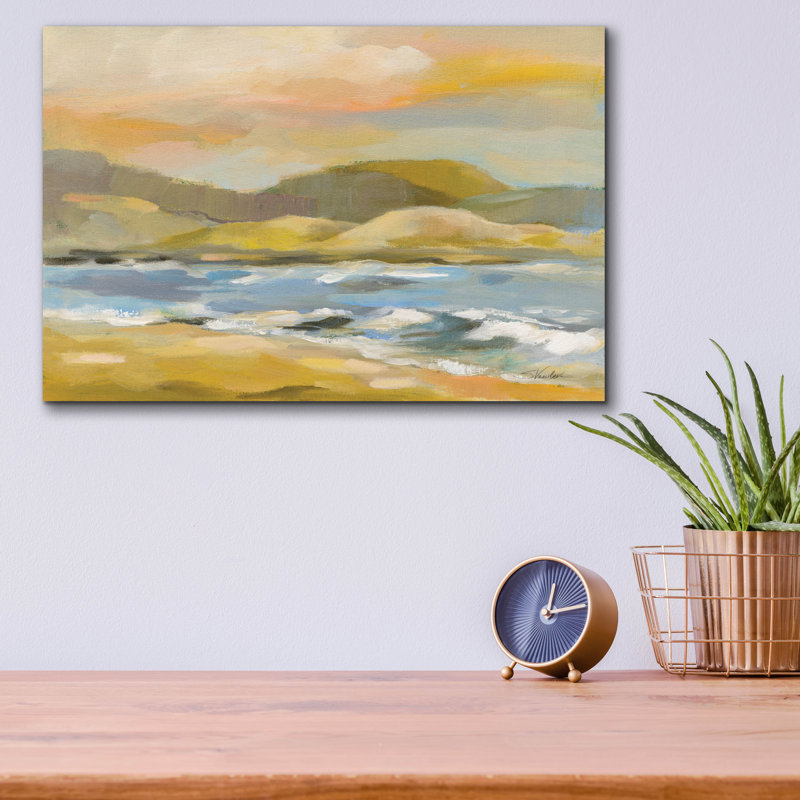 «Sandy Beach» par Silvia Vassileva, art mural en verre acrylique, H 12 po x l 16 po x P 0,13 po