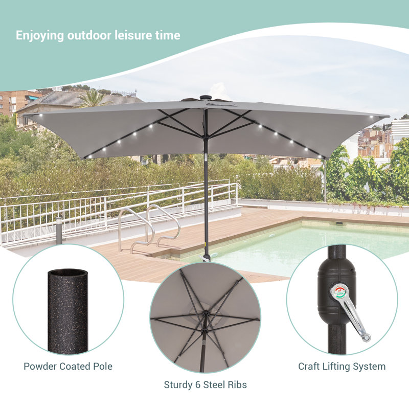 Parasol de marché rectangulaire 10 x 6,5 pi Forontenac, Gris