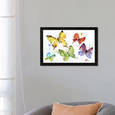 Flock Of Butterflies by Dean Crouser - Floater Frame Painting on Canvas