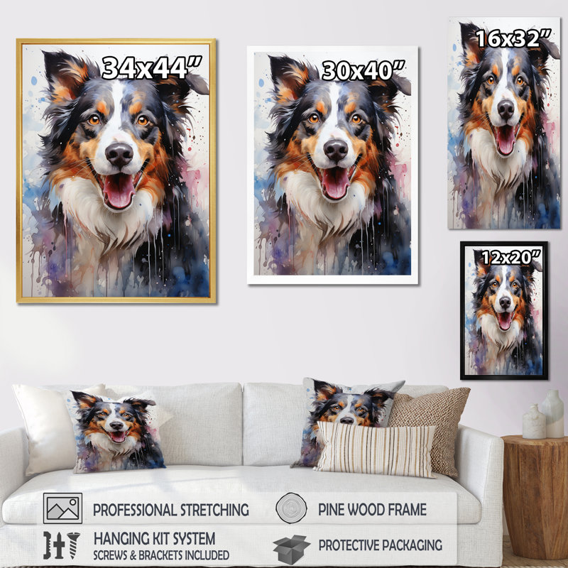Border Collie Brilliance I sur toile, Toile tendue, H 20 po x l 12 po x P 1 po