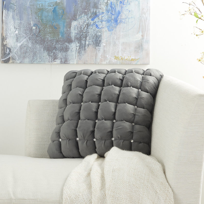 Buttons Throw Pillow, Dark Gray