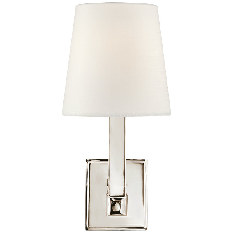 Chapman & Myers Square Tube Single Sconce, Polished Nickel, Fabric