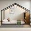 Metal House Bed With Shelves And Lights-1108328264-1108328268