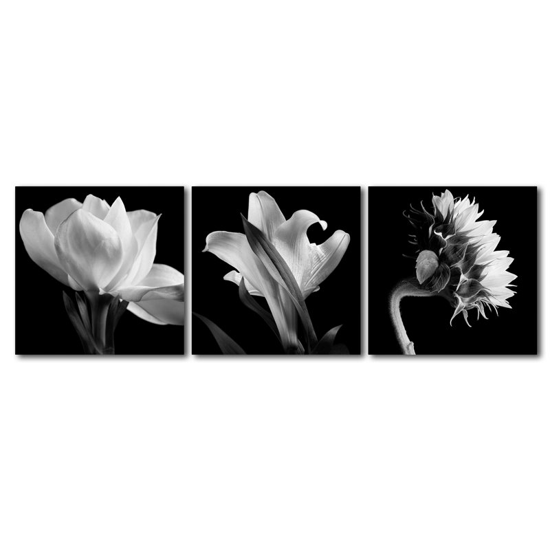 « fleur triptyque », ensemble de 3 reproductions de photos sur toiles tendues