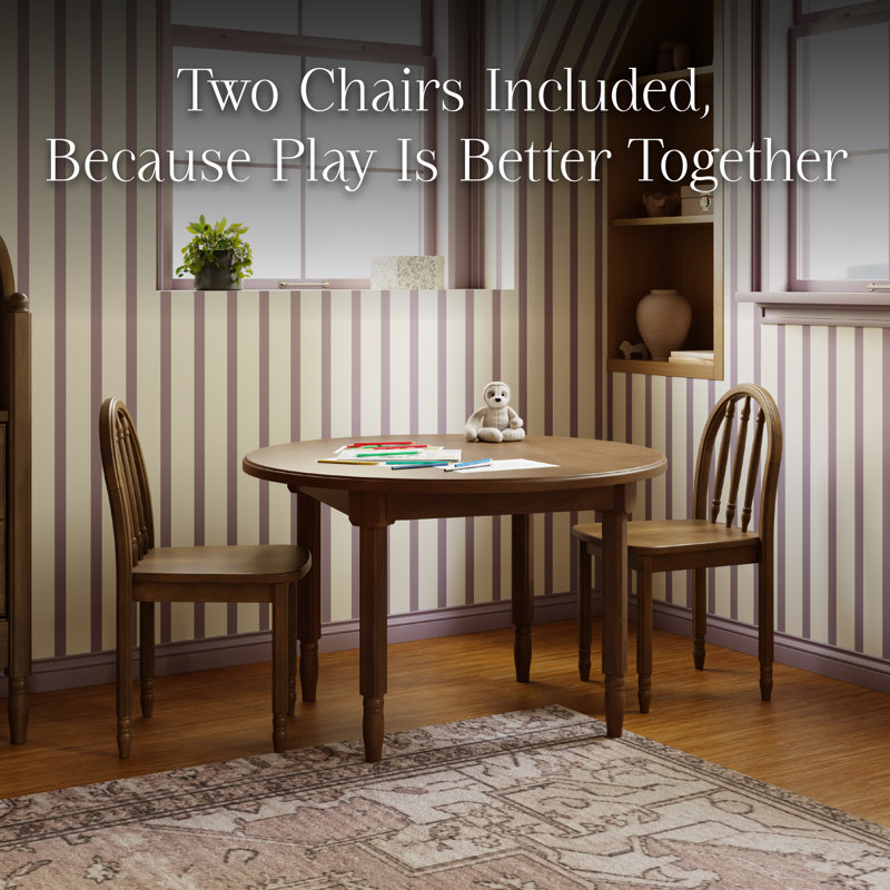 Liberty Play Table & Spindle Chairs Set, Natural Walnut
