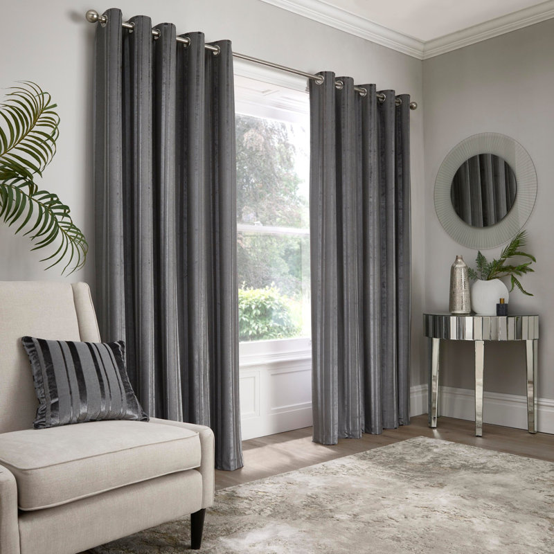 Semi Sheer Curtain, Width 168 x Drop 137 cm, Slate