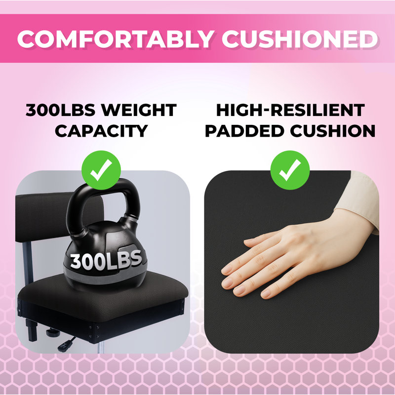 Chaise rose à coudre électrique avec roulettes et support pour le dos réglable, Noir