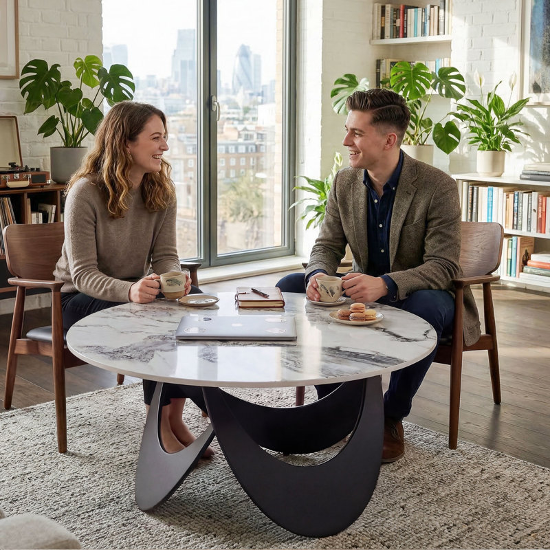 Coffee Table, White, White / Black