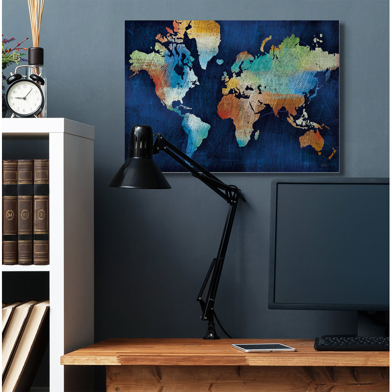 «World Map Modern Rainbow Textured Design» par Michael Mullen - impression d'art graphique, Toile tendue