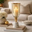 Vase décoratif Kylie avec base en marbre blanc, aluminium, verre doré 16 pouces-123275115
