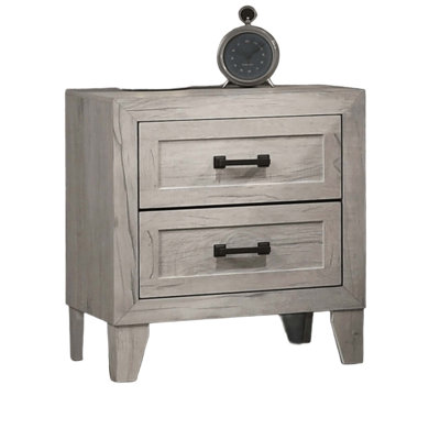 Bedside Table Striking Elegant 1Pc Nightstand Contemporary Style Bar Pull 2-Drawers