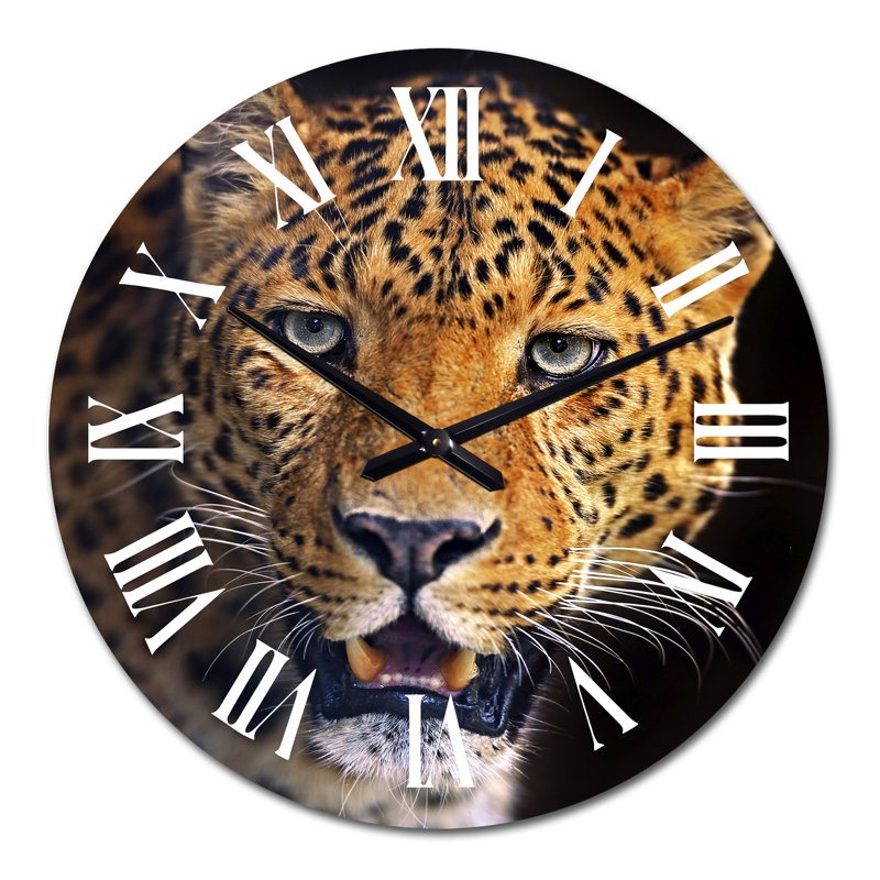 Portrait d'un léopard II - Horloge murale traditionnelle, Grand