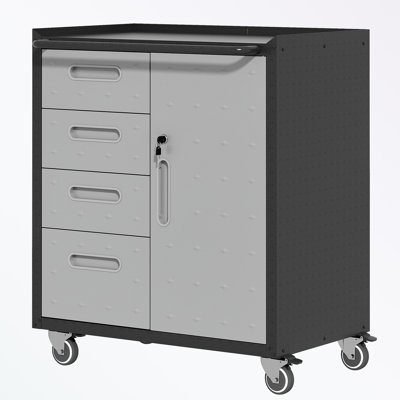 Armoire de rangement en métal avec roulettes et quatre tiroirs
