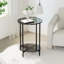 Table de bout avec plateau en verre et rangement-1989326389