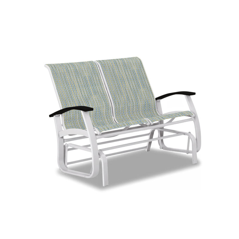 Belle Isle Outdoor Glider, Black P70, Gloss White, Nickel