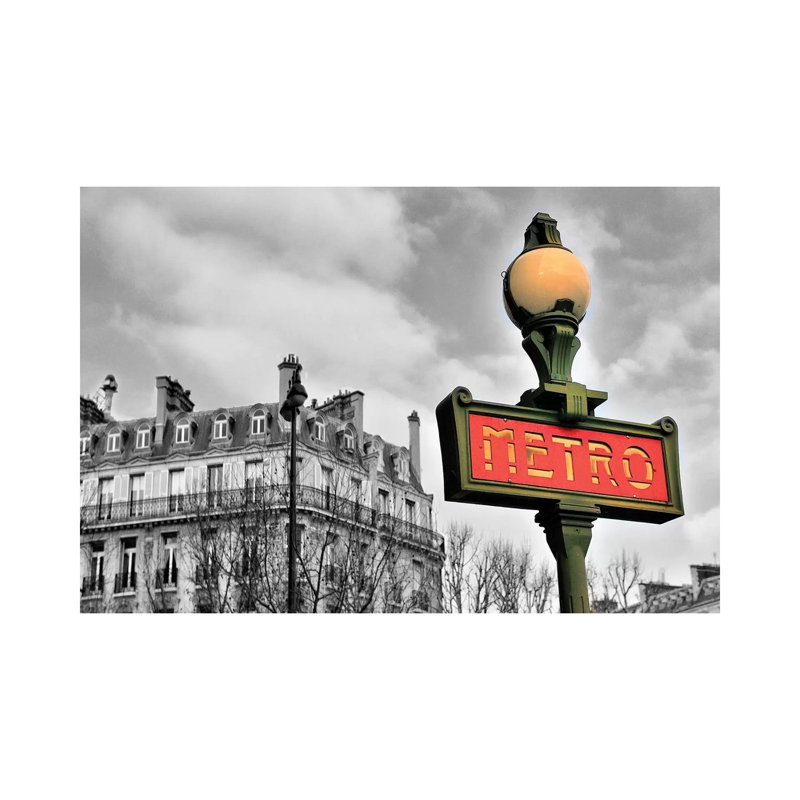 Metro Sign by Susanne Kremer - Gallery-Wrapped Canvas Giclée on Canvas, 20.32 cm H x 30.48 cm W, Canvas