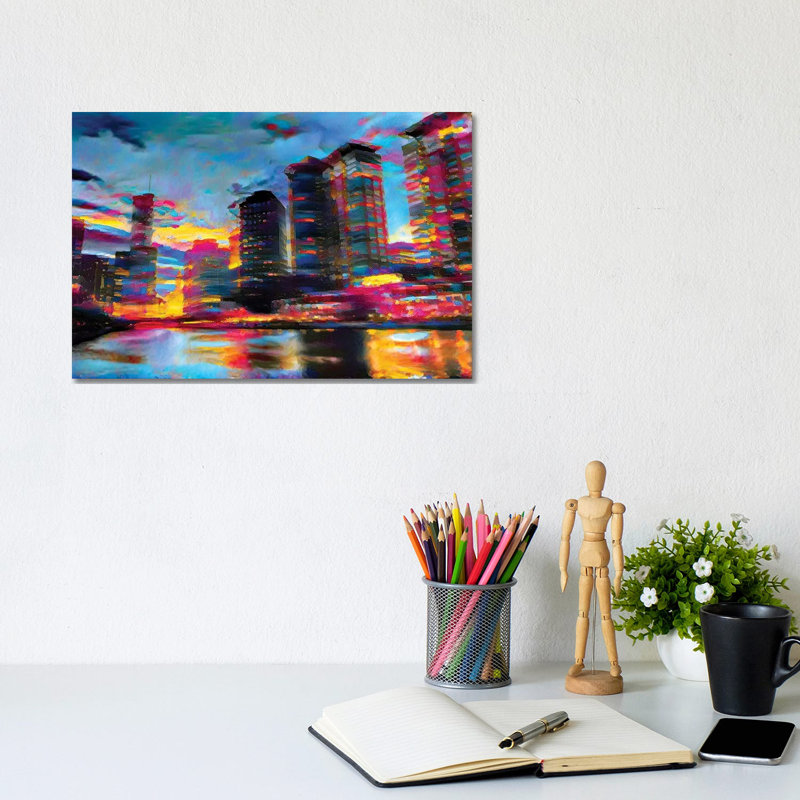 City Love 8694 by Heather Offord - Wrapped Canvas Painting