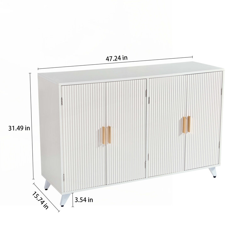 Console en bois avec 4 portes et tablettes amovibles