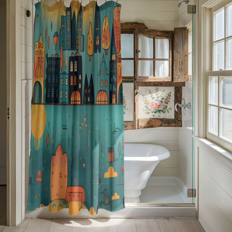 Rideau de douche Zesty Town - Premium, H 74 po x l 71 po
