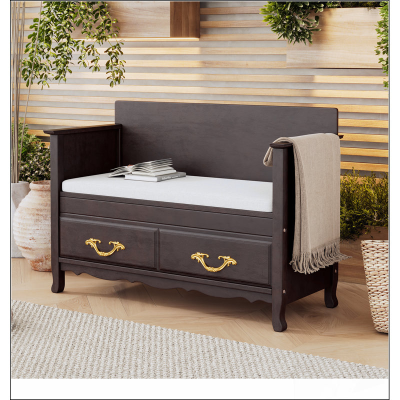 Shoe Bench with Removable Cushion, Entryway Bench with Hidden Storage for Entrance and Living Room, Shoe Storage Bench with Back