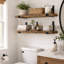 Ensemble de 2 tablettes murales flottantes brun rustique, supports cachés