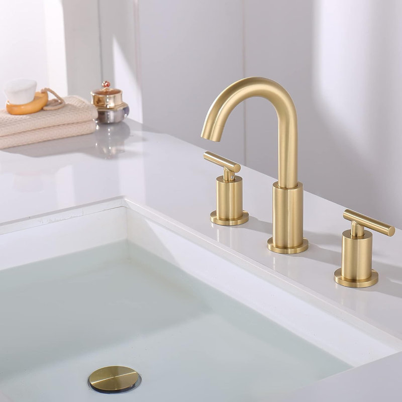 Robinet de salle de bain espacé 8 pouces à 3 trous, or brossé