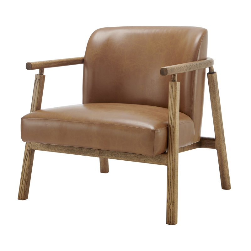 Nayiri Upholstered Accent Armchair, Brown Faux Leather