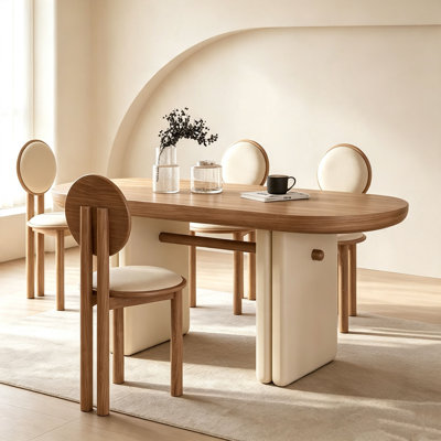 French Cream Oak Oval Table