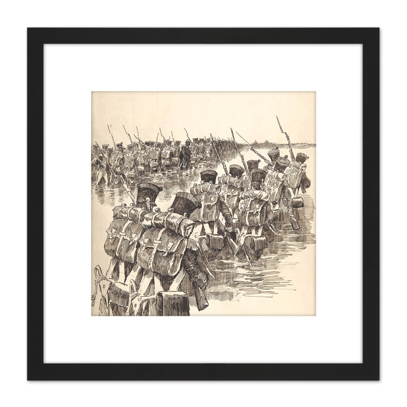 Pille Soldiers Marching In Water Drawing - Single Picture Frame Print