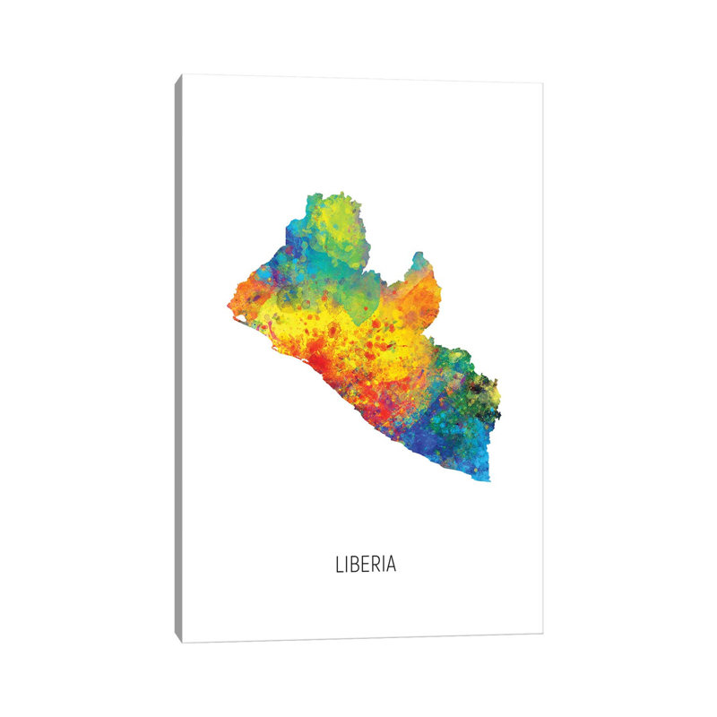MTO3013-Carte du Libéria, H 40 po x l 26 po x P 1,5 po