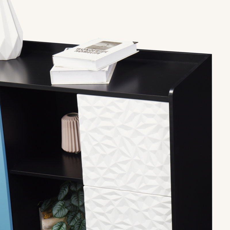 Black Kitchen Buffet Cabinet with Ample Storage - Open Space, 2 Drawers & Enclosed Cabinet, Multi-Use for Dining Room/Study/Living Room, High-Quality MDF, Easy Assembly