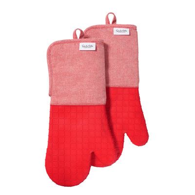 Ensemble de mitaines de four en silicone Sur La Table Kitchen Essentials, ensemble de 2 mitaines de four extra longues de 15 pouces résistantes à la chaleur, doublées en éponge avec poignée en silicone, résistant à la chaleur jusqu'à 550 ° F