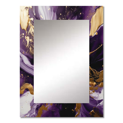 Purple and Gold Liquid Magic III - Abstract Mirror, Modern Unique Wall Mirror, Printed Metal Art