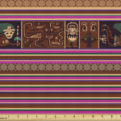 Hopkint Folk Motifs and Stripes Fabric