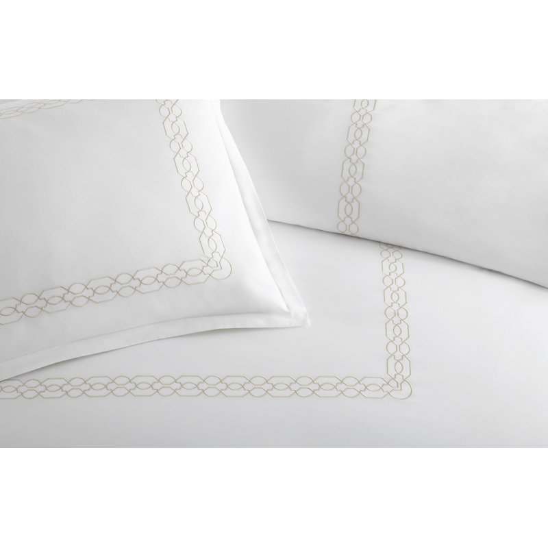 CLASSIC EMBROIDERED QN DUVET SET FILIGREE SKY, Linen, King Duvet Cover