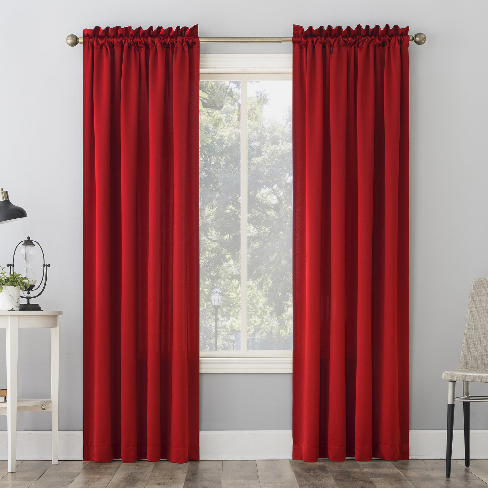 Wayfair Basics® Thermal Room Darkening Rod Pocket Curtain Panel, 54" W x 63" L, Red Pepper