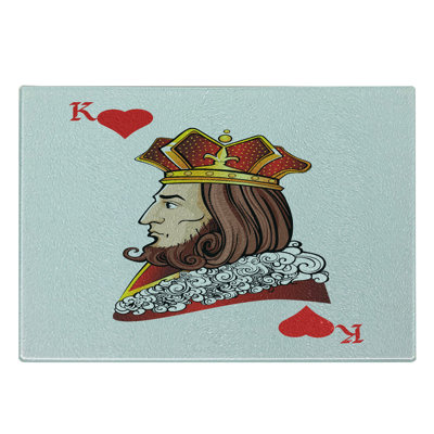 Ambesonne Casino Tempered Glass Cutting Board King of Heart Play Card Multicolor