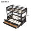 Lit superposé simple en bois avec lit gigogne et tiroirs-398595842