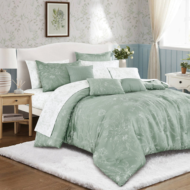 Nida Luxury 10 Pieces Complete Bed-in-a-bag Set, Queen Comforter + 9 Additional Pieces