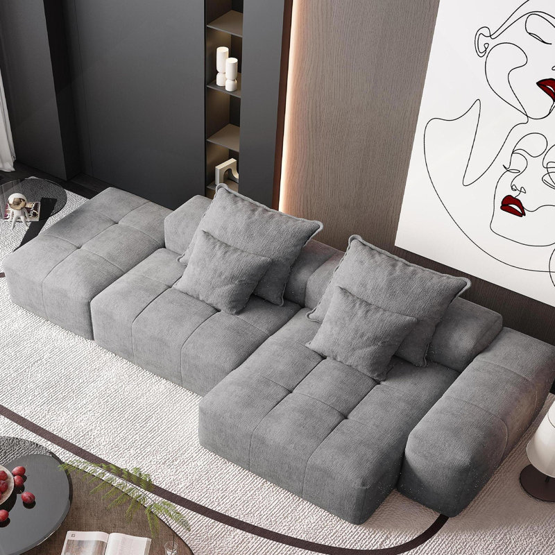 Canapé modulaire surdimensionné moderne avec repose-pieds, siège, chaise longue et accoudoirs, coussin moelleux et ensemble de bricolage, aucun assemblage requis