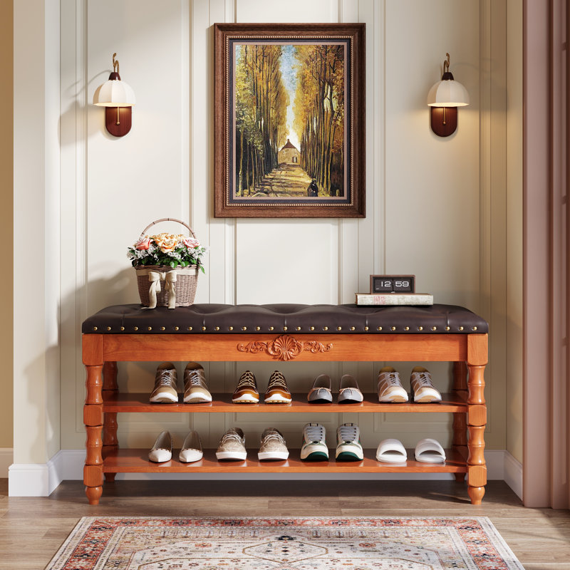 Faux Leather Upholstered Storage Bench