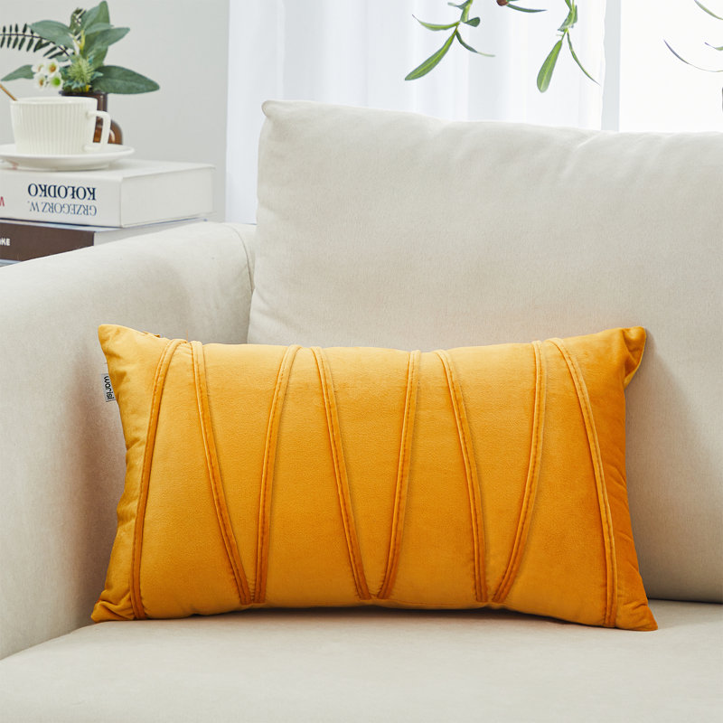 Ensemble de 2 housses de coussin en velours à chevrons, Orange