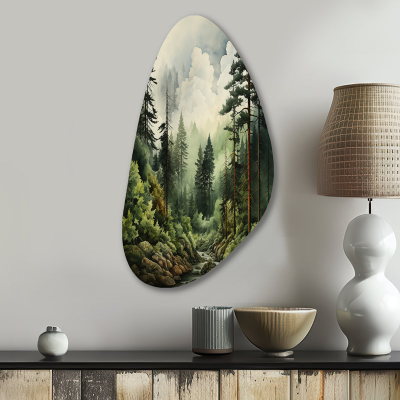 Décoration murale irrégulière en forme de pin Gulran, H 31 po x l 17 po